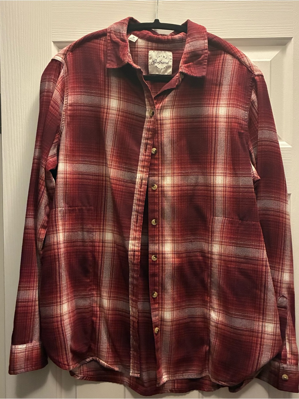 Jachs Red and White Plaid Casual Button-Down Shirt